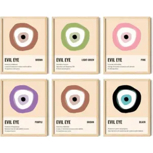 ALAYRA Evil Eye Decor Poster - Pink Wall Decor Art, Room Decor, Home Decor, Aesthetic Poster, Eyes Print Painting Protection Artwork Decoration (8x10 UNFRAMED) 01