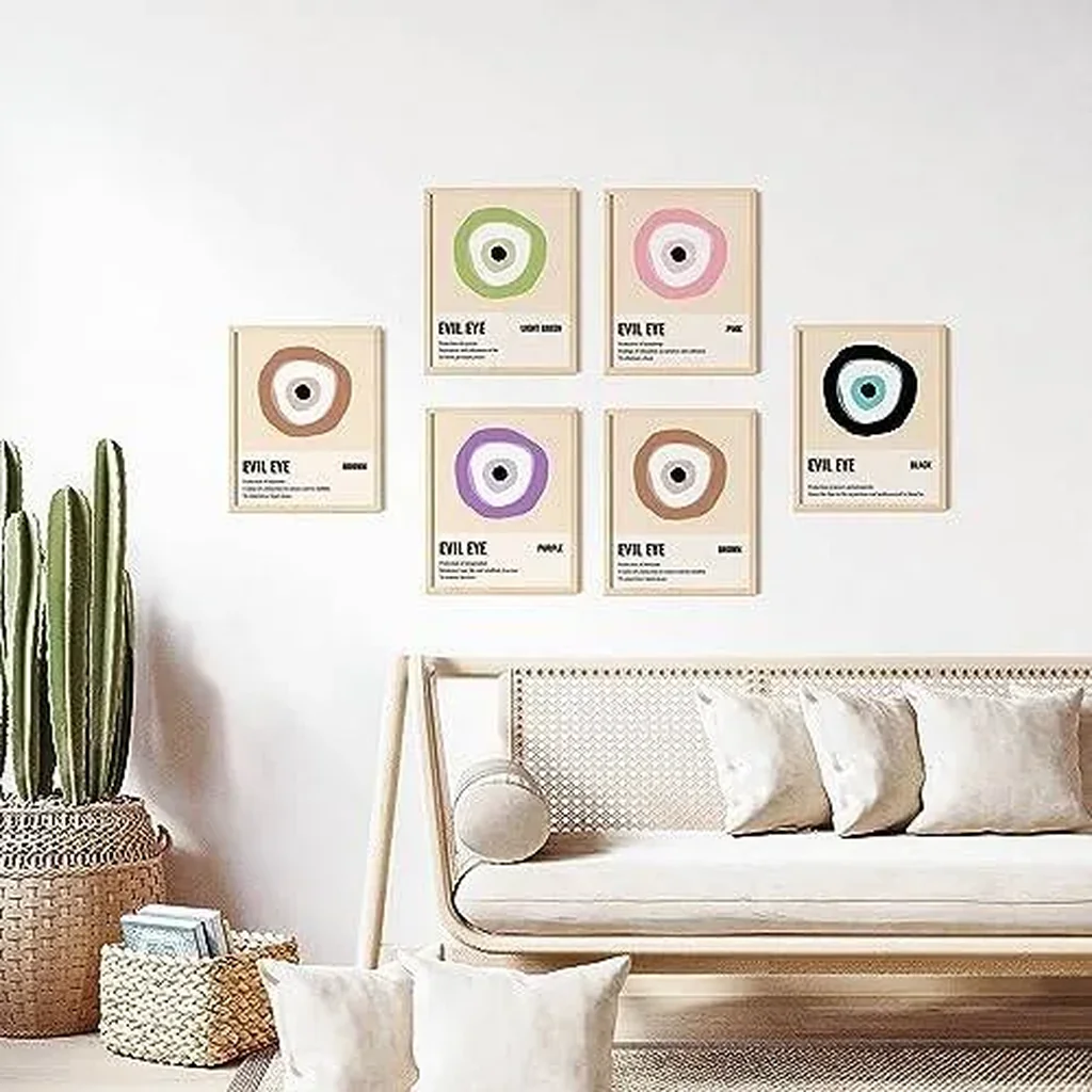 ALAYRA Evil Eye Decor Poster - Pink Wall Decor Art, Room Decor, Home Decor, Aesthetic Poster, Eyes Print Painting Protection Artwork Decoration (8x10 UNFRAMED) 01 - Image 3