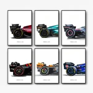ALAYRA F1 Posters Formula 1 Poster Art Prints For Walls Vintage Racing Car Wall Art For Boys Bedroom(Unframe, 8x12inch, 6pcs) 01