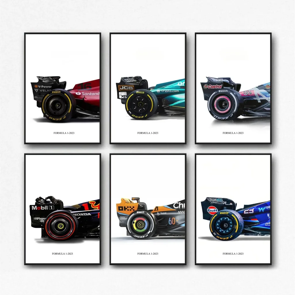 ALAYRA F1 Posters Formula 1 Poster Art Prints For Walls Vintage Racing Car Wall Art For Boys Bedroom(Unframe, 8x12inch, 6pcs) 01