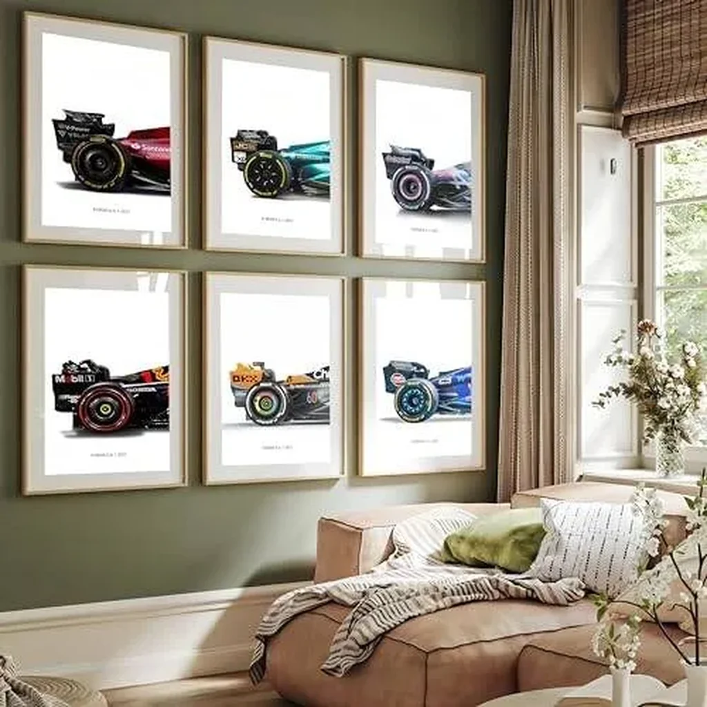 ALAYRA F1 Posters Formula 1 Poster Art Prints For Walls Vintage Racing Car Wall Art For Boys Bedroom(Unframe, 8x12inch, 6pcs) 01 - Image 2