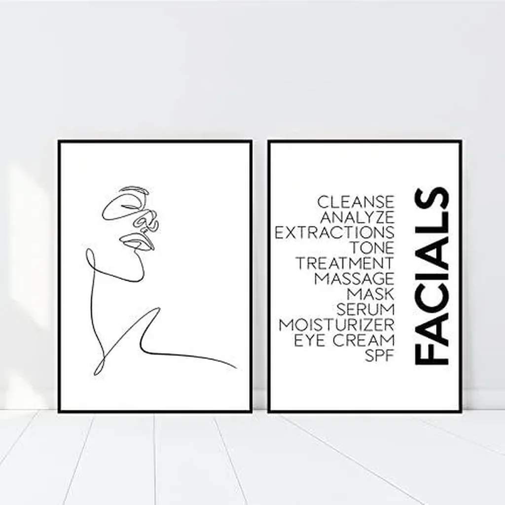 ALAYRA Facials Canvas Wall Art Print Spa Beauty Decor Esthetician Gift Woman Face Sketch One Line Drawing Painting Scandinavian Unframed (16x20Inch Unframed) 01 - Image 2