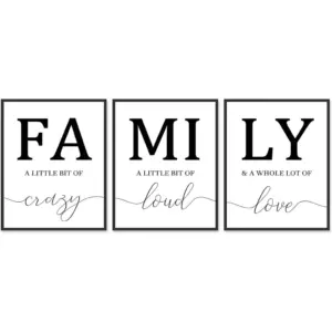 ALAYRA Family Poster Black and White Wall Art for Living Room, 8x10 Canvas Prints Unframed Set of 3, Kitchen Wall Art Posters Hallway Decor Art Prints 01