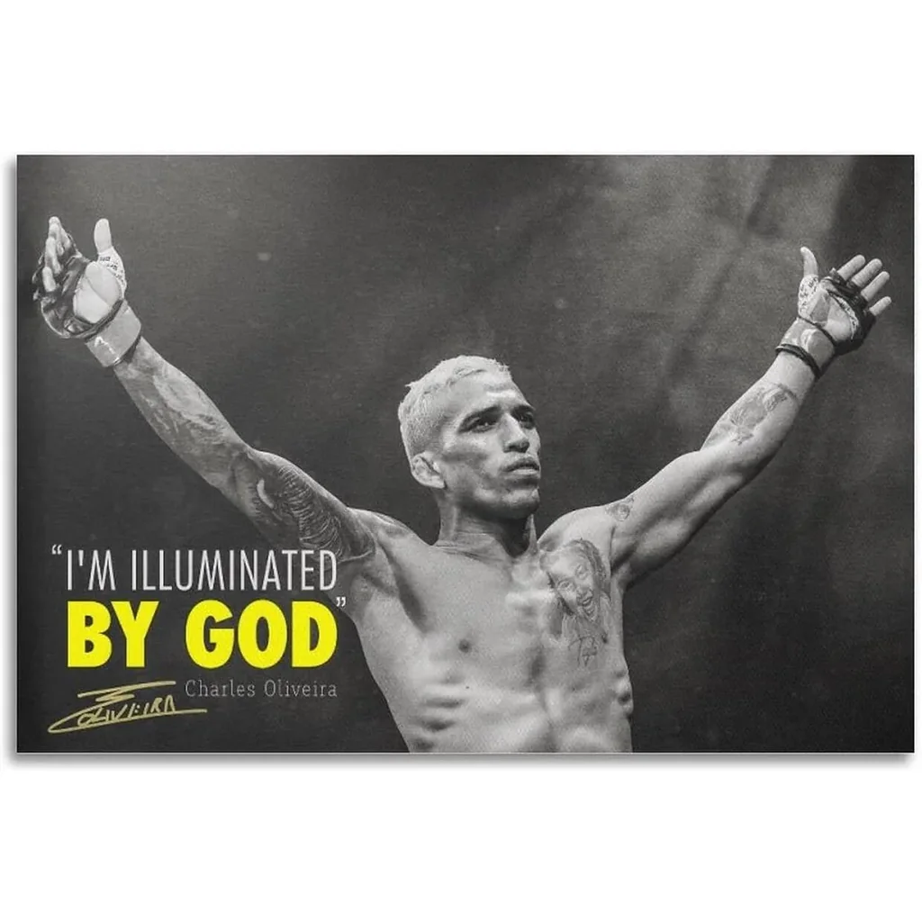 ALAYRA Famous Boxer Charles Oliveira Inspirational Signed Poster For High School Classroom Wall Art Canvas Printing. Unframe-style-4, 16x24inch(40x60cm) 01
