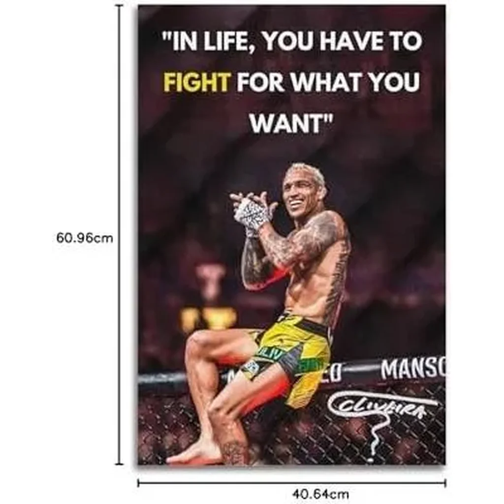 ALAYRA Famous Boxer Charles Oliveira Motivational Poster For Boys Bedroom Teens Room Hanging Picture. Unframe-style-3, 16x24inch(40x60cm) 01 - Image 5