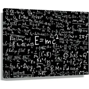 ALAYRA Famous Formula Physics Poster Canvas Framed Wall Art Learning Painting Black and White Canvas Print Picture Artwork ClassRoom Decoration, Christmas Gift Framed Size 16x24 inch(40x60cm) 01