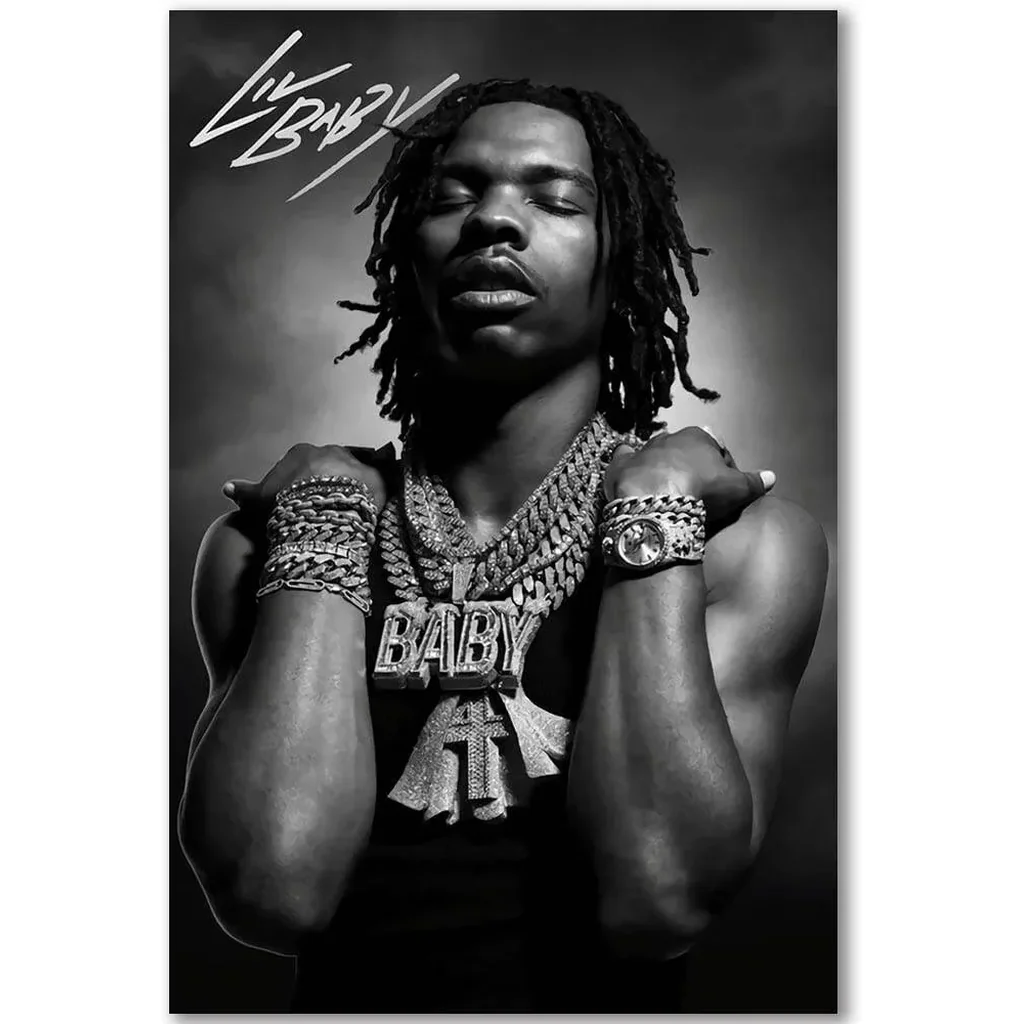 ALAYRA Famous Singer Lil Baby Posters Art Wall Poster Canvas Poster Bedroom Decor Sports Landscape Office Room Decor Gift (B, 16x24in Unframe) 01