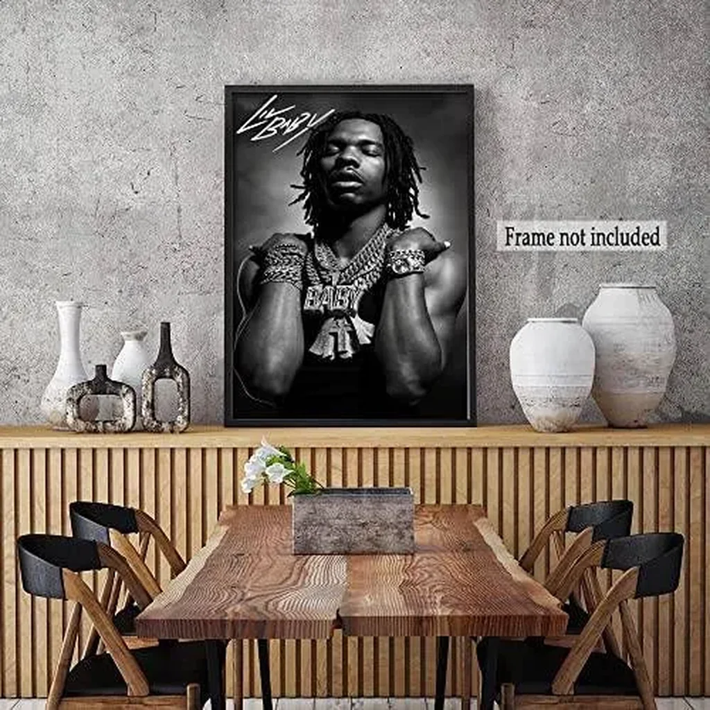 ALAYRA Famous Singer Lil Baby Posters Art Wall Poster Canvas Poster Bedroom Decor Sports Landscape Office Room Decor Gift (B, 16x24in Unframe) 01 - Image 2
