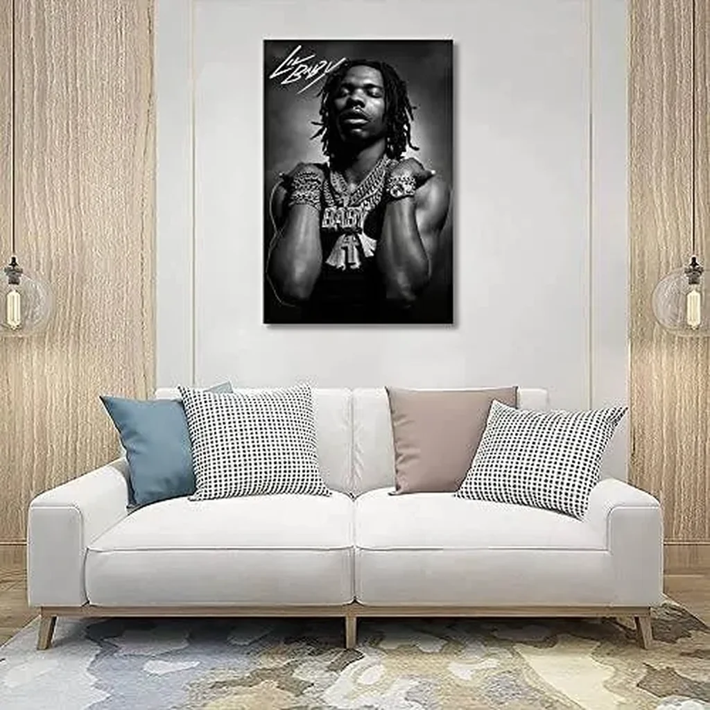 ALAYRA Famous Singer Lil Baby Posters Art Wall Poster Canvas Poster Bedroom Decor Sports Landscape Office Room Decor Gift (B, 16x24in Unframe) 01 - Image 3