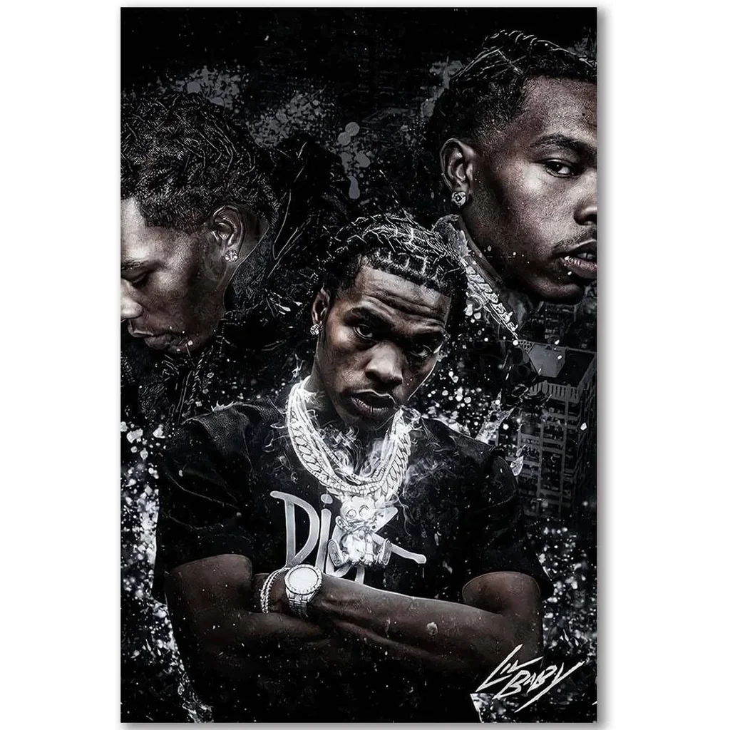 ALAYRA Famous Singer Lil Baby Posters Art Wall Poster Canvas Poster Bedroom Decor Sports Landscape Office Room Decor Gift (D, 12x18in Unframe) 01