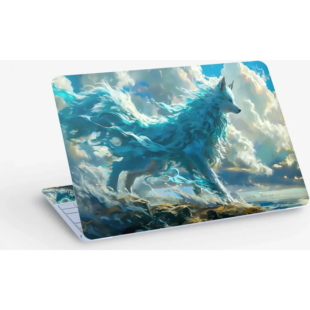 ALAYRA Fantasy Wolf Digital Art, Laptop Skin Sticker Decal, 13.3 14 15 15.4 15.6 Inch Laptop Universal Vinyl Skin Sticker Cover, Dustproof, Waterproof, Decal Protector With Free 2 Wrist Pads 01