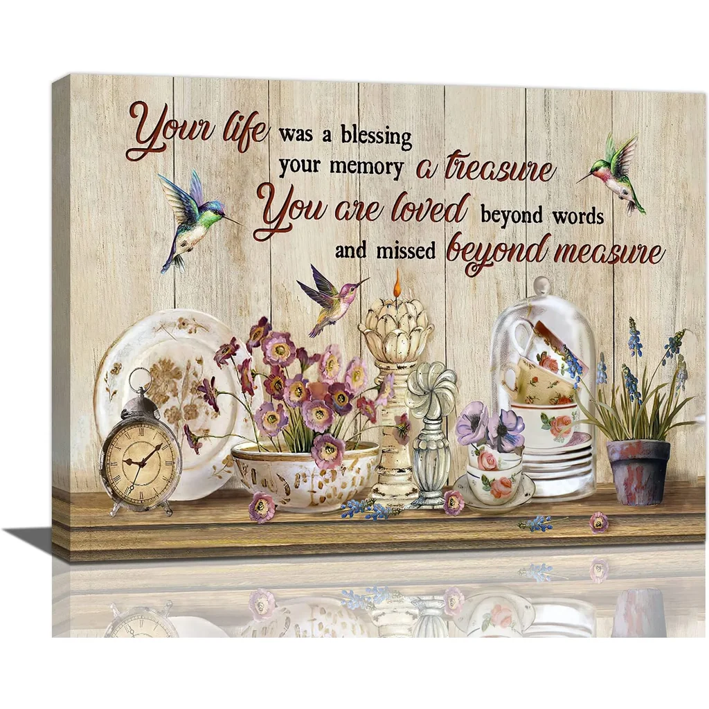 ALAYRA Farmhouse Kitchen Decor Wall Art Rustic Flower Pictures Wall Decor Memorial Gifts Canvas Painting Prints Modern Artwork Home Decoration for Bedroom Living Room 12"x16" 01