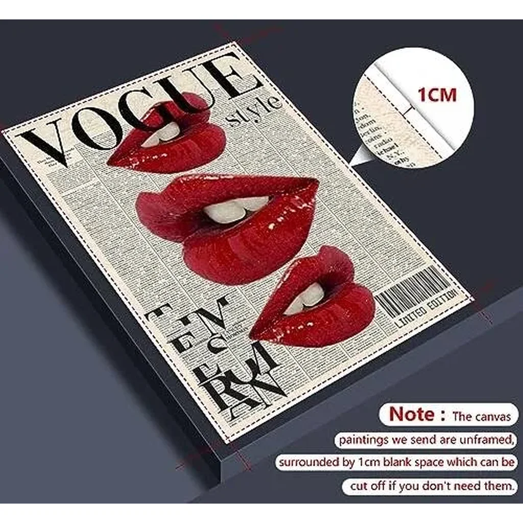 ALAYRA Fashion Vogue Canvas Wall Art, Trendy Preppy Red Room Aesthetic Poster, Funky Magazine Cover Art, Groovy Posters for College Girls, Girly Summer House Bedroom Decor 12x16in Unframed 01 - Image 2