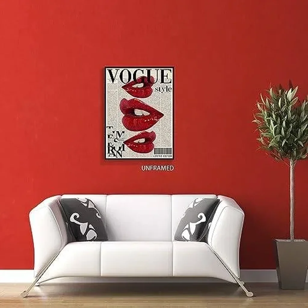 ALAYRA Fashion Vogue Canvas Wall Art, Trendy Preppy Red Room Aesthetic Poster, Funky Magazine Cover Art, Groovy Posters for College Girls, Girly Summer House Bedroom Decor 12x16in Unframed 01 - Image 3