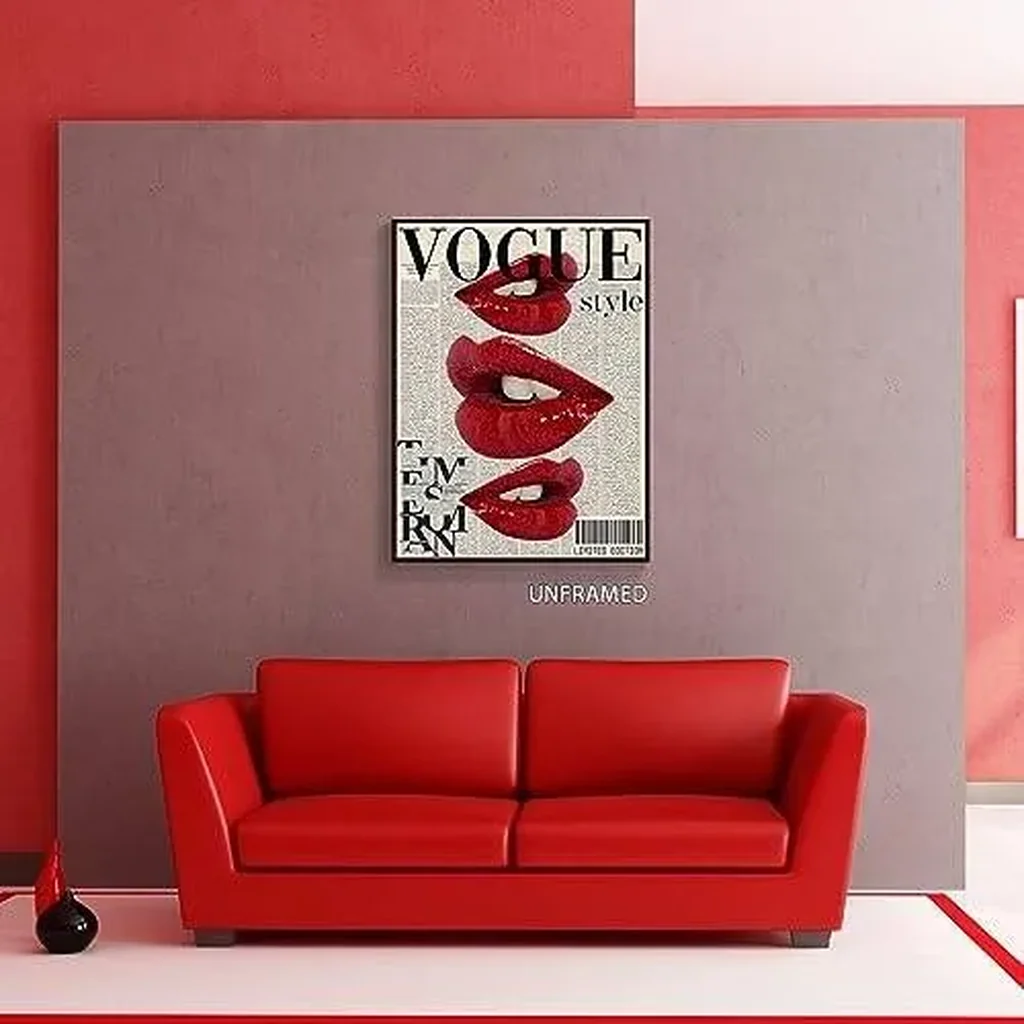 ALAYRA Fashion Vogue Canvas Wall Art, Trendy Preppy Red Room Aesthetic Poster, Funky Magazine Cover Art, Groovy Posters for College Girls, Girly Summer House Bedroom Decor 12x16in Unframed 01 - Image 6