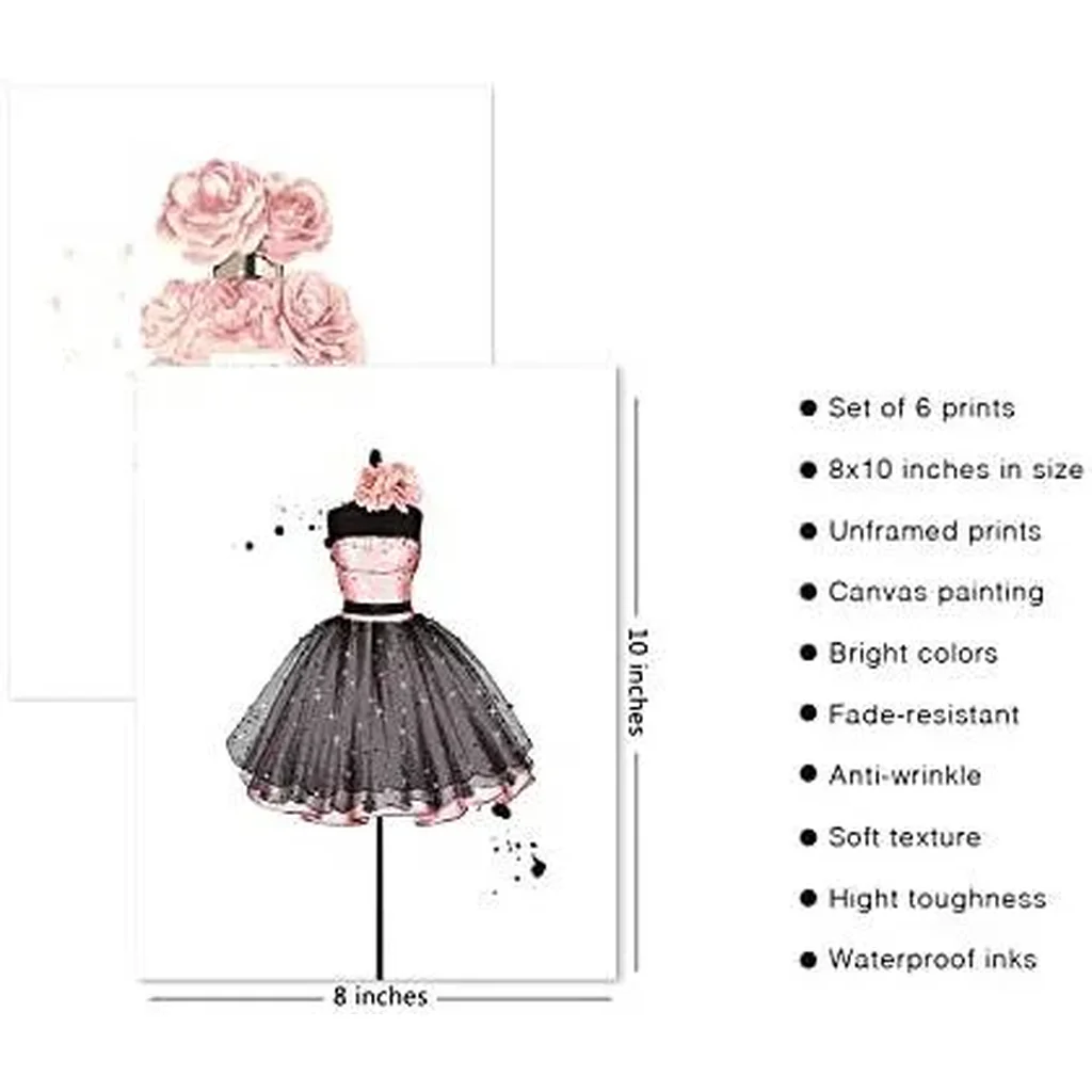 ALAYRA Fashion Wall Art Prints Minimalist Wall Decor Line Love Theme Gallery Wall Art Poster Dress High Heel Daisy Flower Perfume Elements Fashion Motto Art Decor (8"x10" UNFRAMED) 01 - Image 2