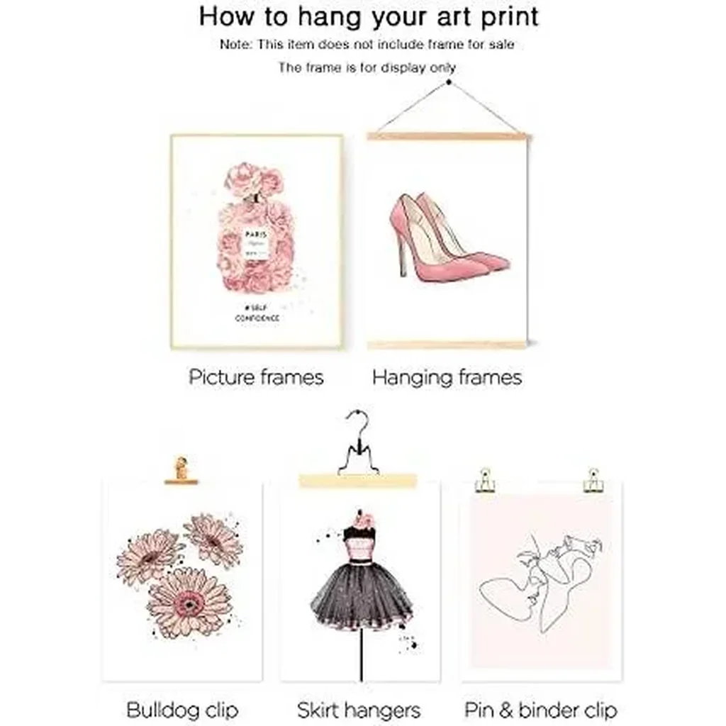 ALAYRA Fashion Wall Art Prints Minimalist Wall Decor Line Love Theme Gallery Wall Art Poster Dress High Heel Daisy Flower Perfume Elements Fashion Motto Art Decor (8"x10" UNFRAMED) 01 - Image 3