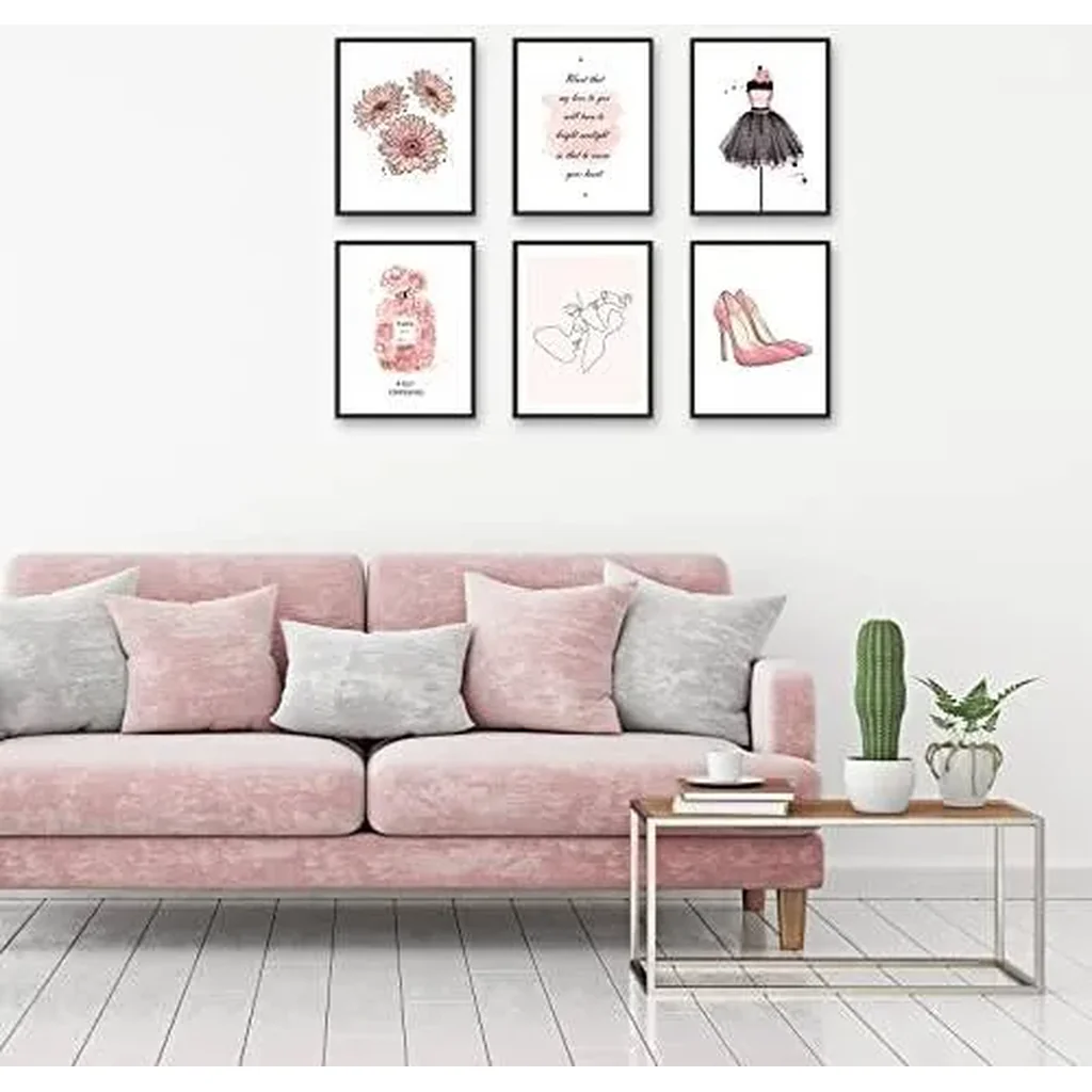 ALAYRA Fashion Wall Art Prints Minimalist Wall Decor Line Love Theme Gallery Wall Art Poster Dress High Heel Daisy Flower Perfume Elements Fashion Motto Art Decor (8"x10" UNFRAMED) 01 - Image 5