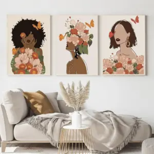 ALAYRA Fashion Woman Canvas Wall Art Poster Nordic Black Skin Boho Wall Art Prints Painting Modern Decorative Picture for Bedroom Living Room Decoration Unframed 01