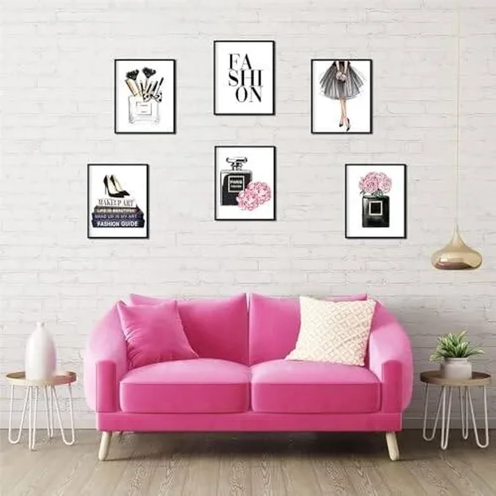 ALAYRA Fashion Woman Picture Wall Arts Black And Pink Fashionable Pictures Decorations Handbag Flower High Heels Cosmetics Prints Glam Paintings For Girls Bedroom Bathroom Decor 8x10Inches UNFRAMED 01 - Image 5
