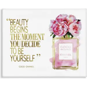 ALAYRA Fashioner Perfume Gold Pink Inspirational Word, Design By Artist Amanda Greenwood Wall Art, 16 x 20, Canvas 01