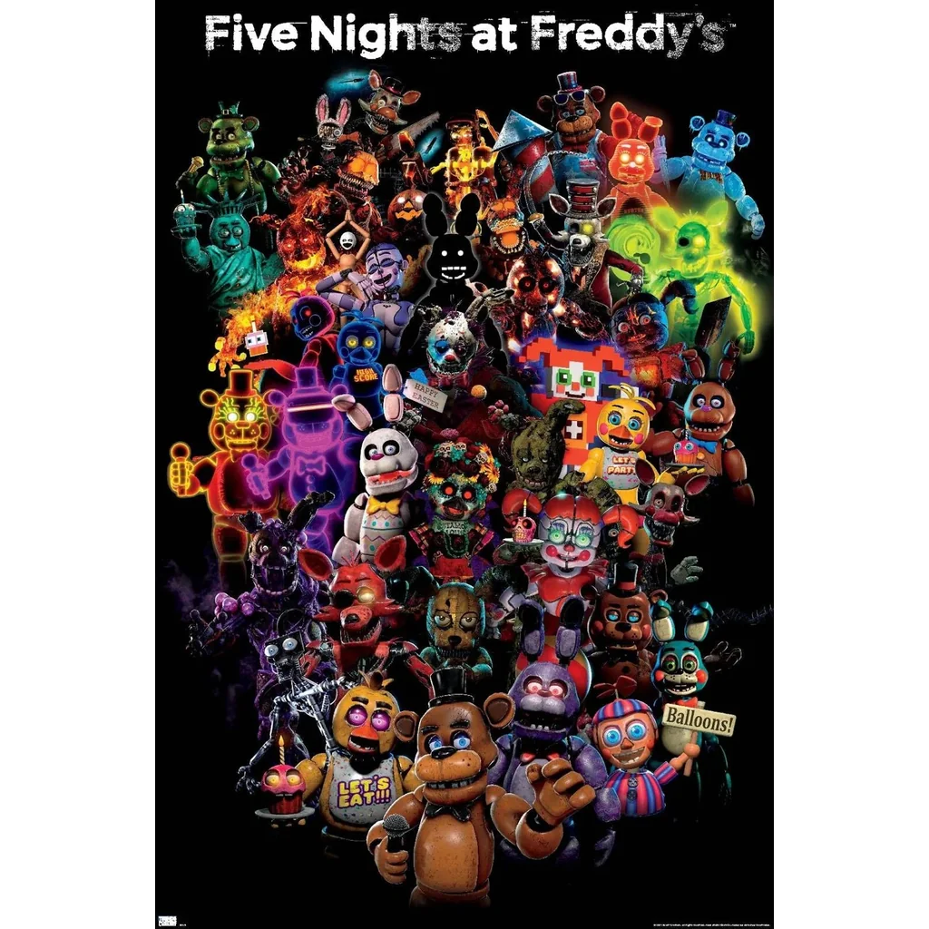 ALAYRA Five Nights at Freddy's Special Delivery-Collage Wall Poster, 22.375" x 34", Unframed Version, Bathroom 01