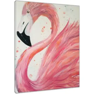 ALAYRA Flamingo Canvas Wall Art Pink Bird Framed Stretched and Framed Artsy Romantic Wall Paintings Girlfriend gift for Living Room Bedroom Bathroom Office Wall Decor, 16x20 Inches 01