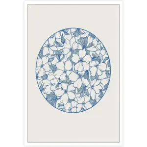 ALAYRA Floral Canvas Wall Art Modern Botanical Poster Japanese Traditional Blue Flower Prints Painting Blue Art Flower Wall Art Wall Decor for Home Living Room Bedroom Dorm 12x16in Unframed 01