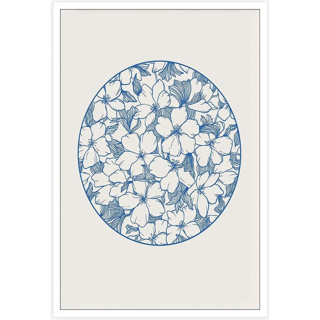 ALAYRA Floral Canvas Wall Art Modern Botanical Poster Japanese Traditional Blue Flower Prints Painting Blue Art Flower Wall Art Wall Decor for Home Living Room Bedroom Dorm 12x16in Unframed 01