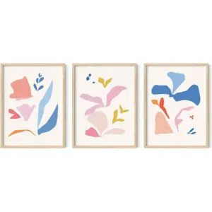 ALAYRA Floral Wall Art - Set of 3 Flower Pictures Decor, Abstract Colorful Artwork for Walls, Aesthetic Preppy Posters (12x16, UNFRAMED) 01