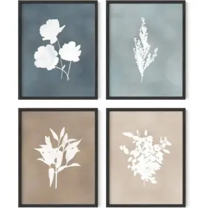 ALAYRA Floral Wall Art - Set of 4 Plant Posters for Wall Vintage Botanical Prints, Flower Pictures for Room Aesthetic, Vintage Art Prints Flower Wall Art (Black Frame, 11x14) 01