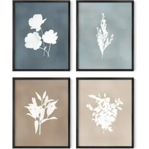 ALAYRA Floral Wall Art - Set of 4 Plant Posters for Wall Vintage, Botanical Prints, Flower Pictures for Room Aesthetic, Vintage Art Prints, Flower Wall Art (Unframed, 8x10) 01