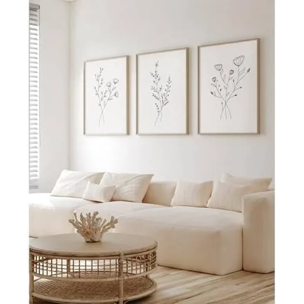 ALAYRA Flower Line Wall Art Set of 3 Botanical Canvas Wall Decor Floral Minimalist Wall Art Abstract Plant Pictures Flower Line Prints Black White Floral Artwork for Room Bedroom 12x16 Inch Unframed 0 - Image 3