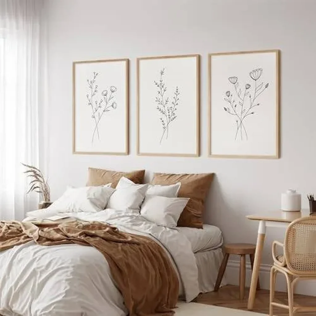 ALAYRA Flower Line Wall Art Set of 3 Botanical Canvas Wall Decor Floral Minimalist Wall Art Abstract Plant Pictures Flower Line Prints Black White Floral Artwork for Room Bedroom 12x16 Inch Unframed 0 - Image 5