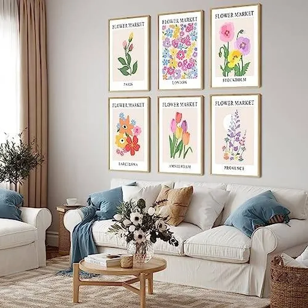 ALAYRA Flower Market Poster Set of 6, 8x10 Inch Matisse Poster Flower Market Canvas Art Prints UNFRAMED, Abstract Floral Wall Art Modern Abstract Wall Art for Living Room Dcor (Black Frame) 01 - Image 3