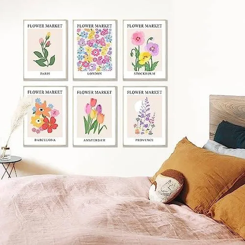 ALAYRA Flower Market Poster Set of 6, 8x10 Inch Matisse Poster Flower Market Canvas Art Prints UNFRAMED, Abstract Floral Wall Art Modern Abstract Wall Art for Living Room Dcor (Black Frame) 01 - Image 4
