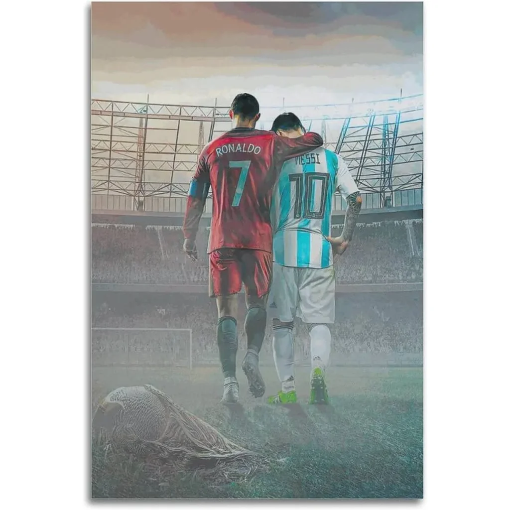 ALAYRA Football Sports Super Star Cristiano Ronaldo And Lionel Messi Poster Picture Canvas Wall Art Print Modern Home Room Game Art Decor 12x18inchs(30x45cm) 01