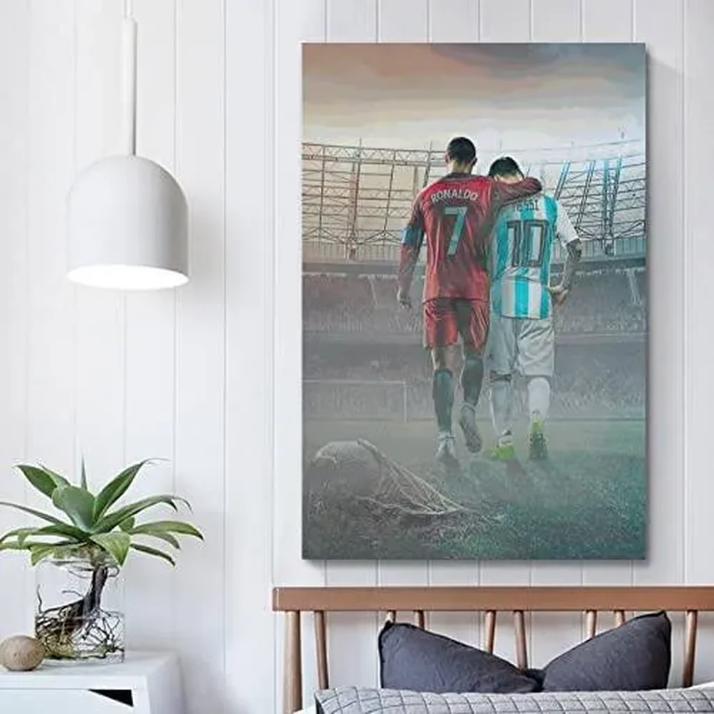 ALAYRA Football Sports Super Star Cristiano Ronaldo And Lionel Messi Poster Picture Canvas Wall Art Print Modern Home Room Game Art Decor 12x18inchs(30x45cm) 01 - Image 3