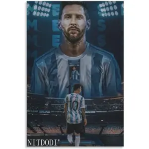 ALAYRA Football Stars Cristiano and Lionel Canvas Poster Art Wall Decor (Unframed) 12inx18in(30cmx45cm) (Messi) 01