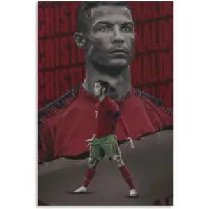 ALAYRA Football Stars Cristiano Ronaldo and Lionel Messi Canvas Poster Art Wall Decor (Unframed) 12inx18in(30cmx45cm) (Cristiano Ronaldo) 01