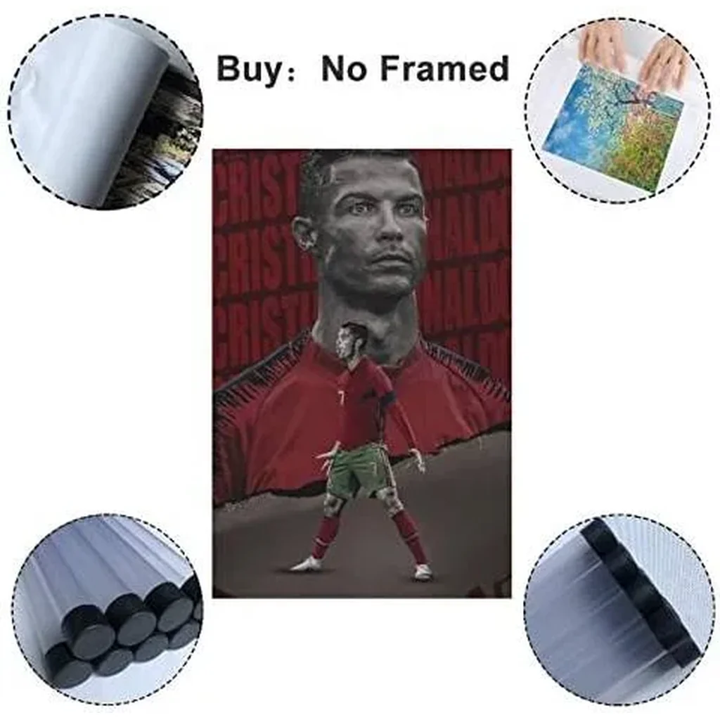 ALAYRA Football Stars Cristiano Ronaldo and Lionel Messi Canvas Poster Art Wall Decor (Unframed) 12inx18in(30cmx45cm) (Cristiano Ronaldo) 01 - Image 2