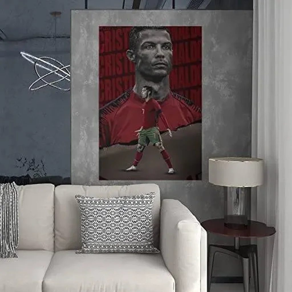 ALAYRA Football Stars Cristiano Ronaldo and Lionel Messi Canvas Poster Art Wall Decor (Unframed) 12inx18in(30cmx45cm) (Cristiano Ronaldo) 01 - Image 3