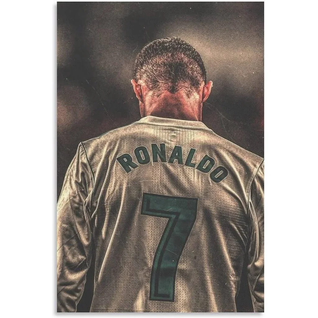 ALAYRA Football Stars Lionel Ronaldo Canvas Poster Art Wall Decor (Unframed) 12inx18in(30cmx45cm), brown 01