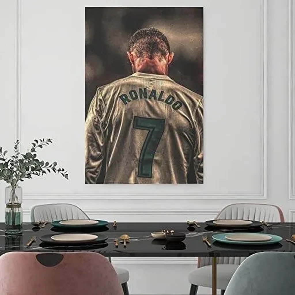 ALAYRA Football Stars Lionel Ronaldo Canvas Poster Art Wall Decor (Unframed) 12inx18in(30cmx45cm), brown 01 - Image 2