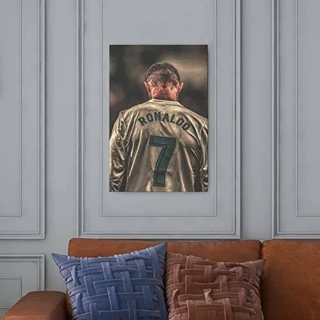 ALAYRA Football Stars Lionel Ronaldo Canvas Poster Art Wall Decor (Unframed) 12inx18in(30cmx45cm), brown 01 - Image 3