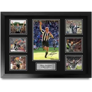 ALAYRA FR A2 Alan Shearer Magpies Printed Memorabilia Signed Autograph Photograph Display for Football Fans and Supporters - A2 Framed 01