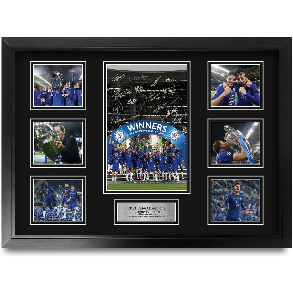 ALAYRA FR A2 Chelsea Champions 2021 Printed Memorabilia Signed Autograph Photograph Display for Football Fans and Supporters - A2 Framed 01