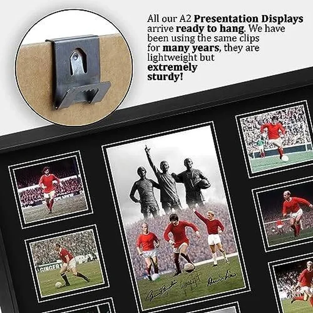 ALAYRA FR A2 George Best, Bobby Charlton Dennis Law Man Utd Printed Memorabilia Signed Autograph Photograph Display for Football Fans and Supporters - A2 Framed 01 - Image 3