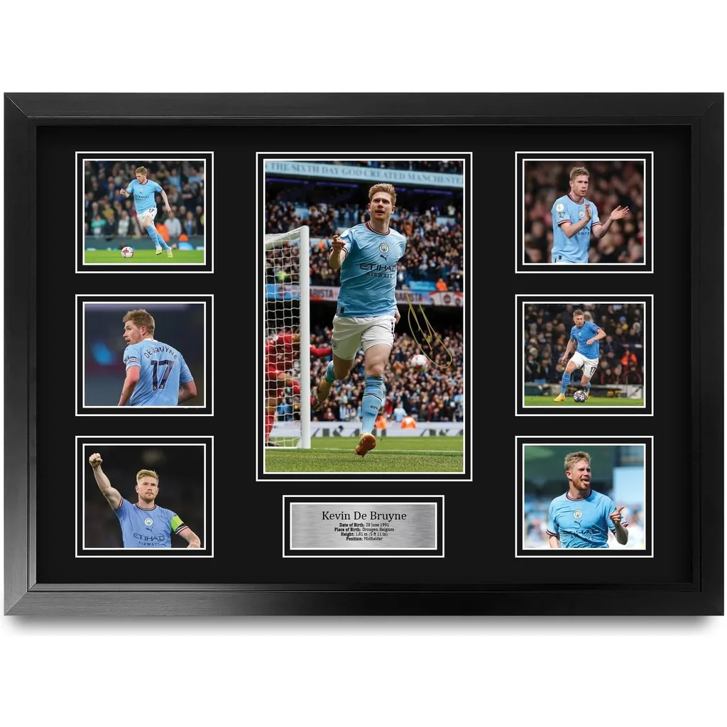 ALAYRA FR A2 Kevin De Bruyne Man City Printed Memorabilia Signed Autograph Photograph Display for Football Fans and Supporters - A2 Framed 01