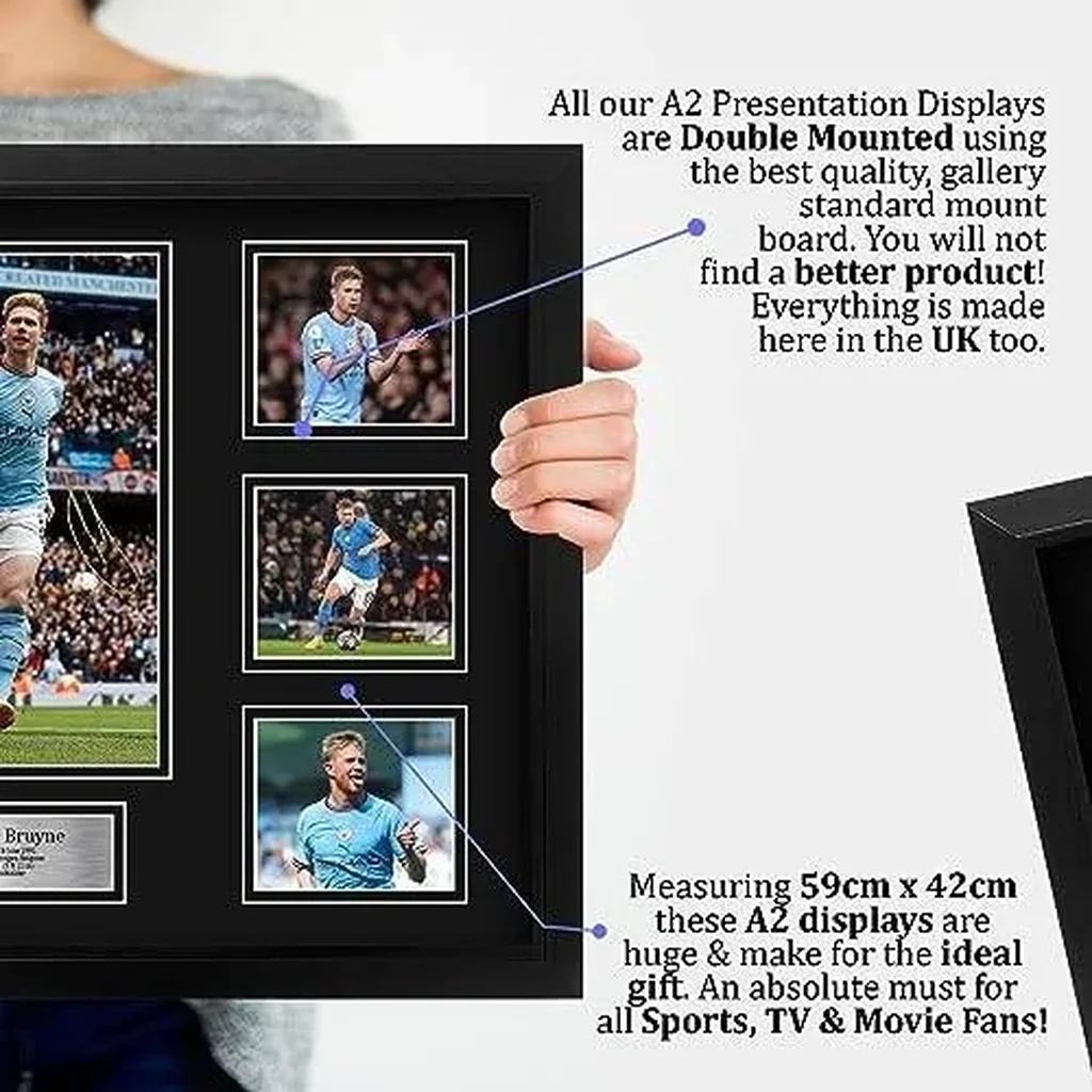 ALAYRA FR A2 Kevin De Bruyne Man City Printed Memorabilia Signed Autograph Photograph Display for Football Fans and Supporters - A2 Framed 01 - Image 2